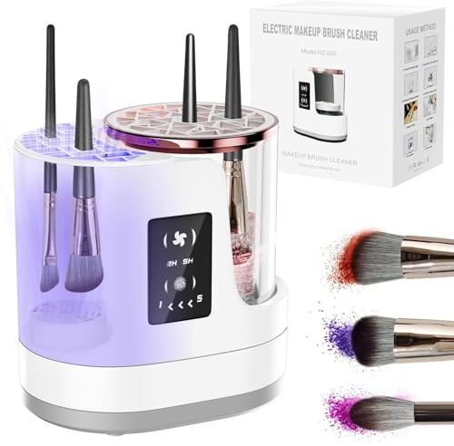 3 IN 1 Electric Makeup Brush Cleaner Machine With Makeup Brush Dryer-Holder-Portable Automatic USB Cosmetic Brushes Cleaner Tool for All Size Beauty Makeup Brush Set,Contour, Eyeshadow, Blush Brush