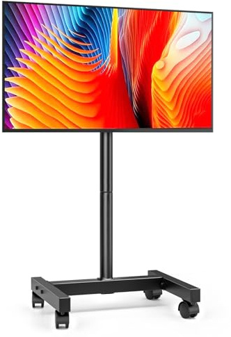 AX WABER Il supporto mobile per TV è compatibile con la maggior parte dei televisori LCD, LED e OLED da 13 a 50 pollici, con regolazione dell'altezza su 8 livelli.