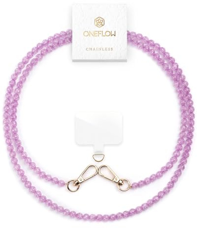 ONEFLOW Perlen Handykette Universal zum Umhängen, Handyband für Hüllen, Glitzer Perlen Kette ohne Handyhülle, Abnehmbar mit Karabiner für alle Smartphones, Chainless Paradise Pearls
