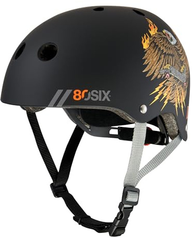 80SIX Multi-Sport Skateboard Helmet for Kids Teens&Adults-Certified Hardshell Protective Scooter&Bike Helmet with Fit Dial for Bike,Skateboard,BMX&Inline Skate,Greg Lutzka Signature Edition,M/L
