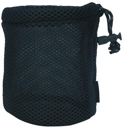 Uqezagpa Bolsa de malla de nailon negra para viajes, con cordón, para almacenamiento de macetas al aire libre, organizador de vajilla, organizador de vajilla para camping, funda de transporte