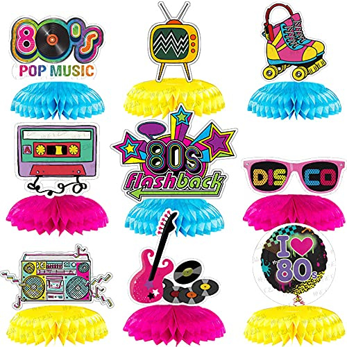 80er Jahre Party Dekorationen 80er Retro Bienenwaben Disco Deko Tischaufsätze Vintage Party Deko 1980er Tischdekorationen Partyzubehör für Geburtstag Motto Party Deko (80er Jahre Party Dekorationen)