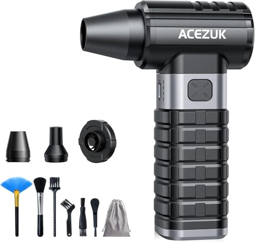 Aria Compressa Elettrico Rimuovi Polvere, 250000RPM & 10500mAH & 4 Velocità Air Duster Soffiatore PC con Batteria Ricaricabile Per PC, Tastiera, Ufficio, Auto, Puliz