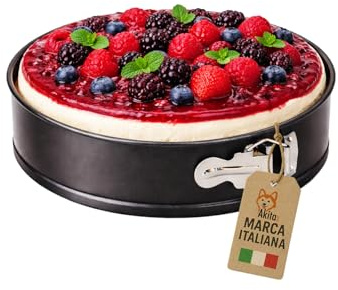 AKITAInk Tortiera a Cerniera Antiaderente, Stampo per Dolci Apribile Disponibile in Varie Misure (18-20-22-24-26-28 cm), Ideale per Torte, Cheesecake e Forno (18 cm)