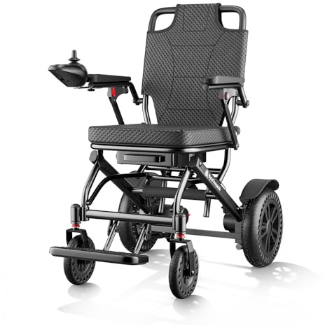 D14 Electric Wheelchair for Adults & Elderly, Lightweight Folding Powered Wheelchair with Joystick Control, Portable Mobility Aid with Removable Battery, 20KM Range for Travel, Shopping & Daily Use