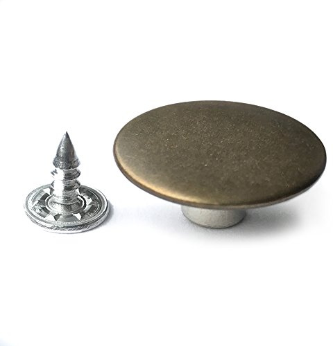 www.easygraphic.co.uk 10 sets Metal Jeans Buttons Rivets (in Antique Brass) for Denim, Launderette DIY Repairs, Trousers. Non-rust.