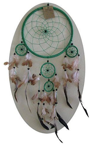 Simandra Original handgefertigter Traumfänger – hängender Dreamcatcher aus natürlichen Materialien handgefertigt ca. 50 cm lang, Durchmesser größter Ring 16 cm