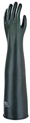 Ansell AlphaTec 87-108 kemikalieskyddshandskar latex, skydd för mekaniskt, industriellt och kemikaliearbete, flexibilitet och elasticitet, arbetshandskar, Svart, storlek S (1 par)