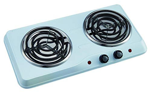 Courant Double Burner, 1700W Hot-Plate, White Countertop Burner, Portable Electric Cooktop, White, CEB2183W