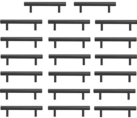 AwmnSrman Griffe für Küchenschränke Schrankgriffe Schwarz 128mm 20 Stück Edelstahl-Sprühfarbe Installation von schwarzen Löchern