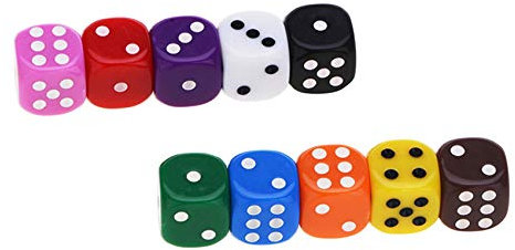 Rpanle 10 Stück Farbige Würfel Set, 16 mm 6-Seitige Augenwürfel aus Acryl, Spielwürfel Bunt für Tischspiele, Mehrfarben