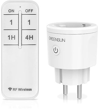 Funksteckdosen mit Fernbedienung, GreenSun Funksteckdose, Steckdose mit Fernbedienung 16A 3680W Steckdose Fernbedienung, Funksteckdosen mit Fernbedienung Innen Smart Steckdose mit Countdown Timer