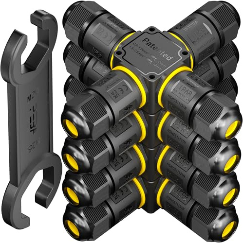 PEBA Kabelverbinder Wasserdicht 3 polig, 4-Wege IP68 Wasserdichte Kabelverbinder 4-12 mm Kabeldurchmesser, Verteilerdose außen, 3-Leiter, Verbindungsklemme mit Hebel für Outdoor, 4 Stück Abzweigdose