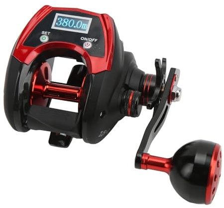 Baitcasting Rolle, 18 + 1BB 6,4: 1 Maximaler Widerstand 18Kg Elektrische Angelrolle mit LCD Digitalanzeige Zählung (Wassertropfenrad mit Digitalanzeige der zweiten)