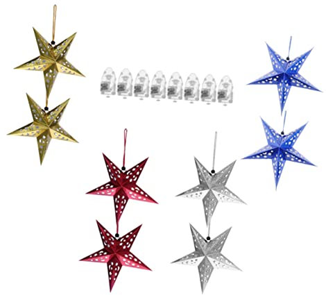Garneck 8stücke Leuchtende Sterne Hängedeko Leuchtende Stern Pentagramm Hänge Hänge Dekoration Für Zimmer Büro
