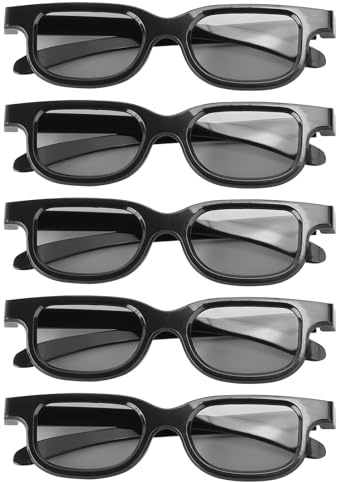 SUPVOX 5 Pack Passive Circular Polarized 3D Glasses for Adults - Lightweight Non-Electric 3D Movie Glasses for Home Theater and Cinema Entertainment