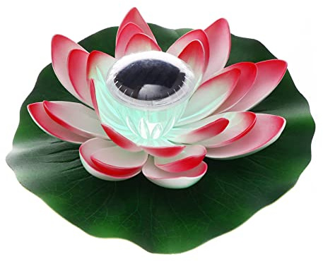 PRETYZOOM Nénuphar Flottant Artificiel 28 Cm pour Piscine Extérieur 7 Fleurs Solaires Colorées pour Bassin