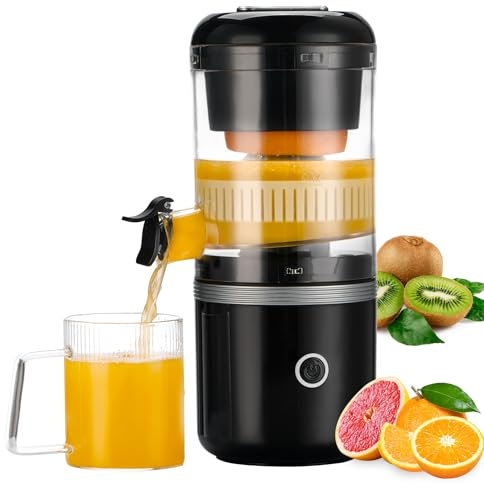 MAISON HUIS Presse-agrumes Électrique Presse-oranges Presse-citrons Extracteur de Jus Portable avec Recharge USB pour Oranges Citrons Pamplemousses Agrumes, Noir