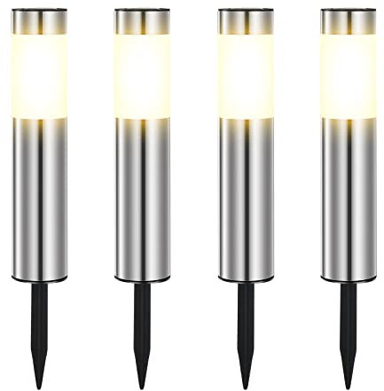 Heinstian Luci Solari Esterno, 4 Pezzi Lampada Solare da Esterno Giardino Impermeable, Lampade Solari da Giardino Potenti Giallo Caldo LED per Terra Cortile Prato Vialetto