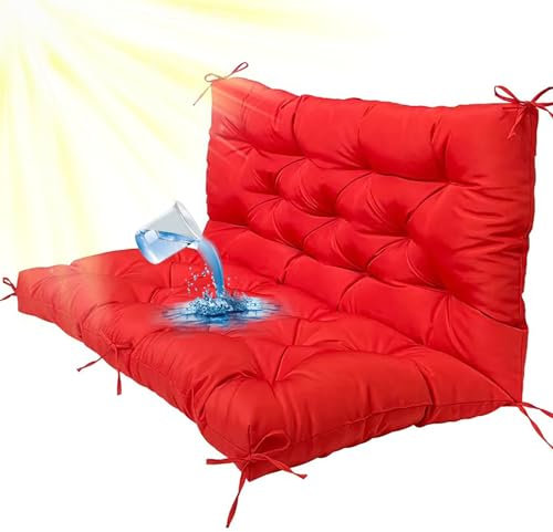 NNSMUN Gartenbank Auflagen Sitzkissen für Hollywoodschaukel, Gartenschaukel Auflage, Sitzbank mit Rückenlehne, Polster für Lounge (Rot,120x100x10CM)