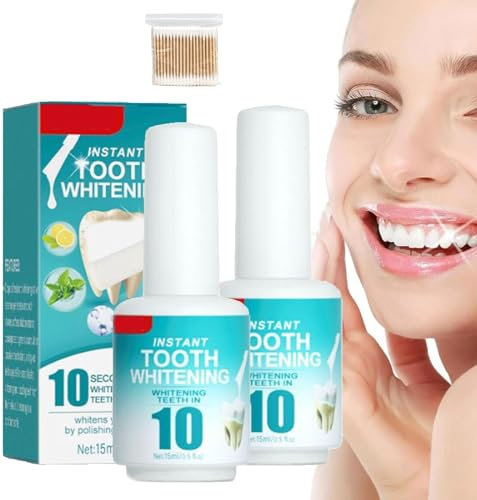Qklovni Instant Zahnaufhellfarbe, 2024 Best Teeth Whitening, Teeth Whitening Essence Pen, 10cm, 2pcs, 15ml, 3 Jahre Haltbarkeit, Sofortige Zahnaufhellung, Stifthülse, 15 Gramm, Erwachsene