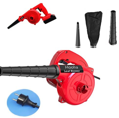 Hooha Laubsauger Akku Mit Ladegerät und 1 * 2Ah/Handgerät Tragbar Schnurgebunden 2in1 Laubbläser, Für Laub/Auto-Staubbläser/Kofferraum/Ecke/Terrasse/Garten/Haus/Weg (akku 3000mAh)