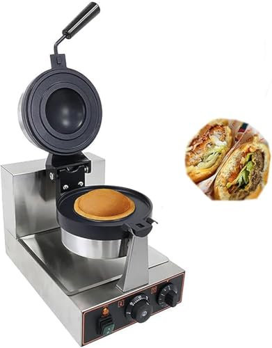 Commercial Burger Waffle Maker 1300w Non Stick Electric Panini Press Burger Machine Double-Sided Heating Ice Cream Waffle Baker Machine Paninis Waffle Cone Maker