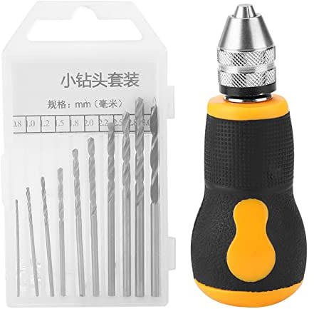 TYCIONG Micro Mini Hand Drill Tool Set Portable 10pcs 0.8-3mm Small Drill Bits