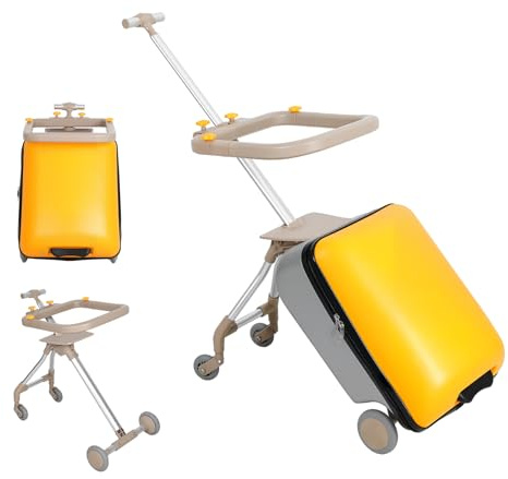 Yokawe 20 tums resväska för småbarn och barn, barnbagage med barnstol och spinner-hjul, 2-i-1 barnvagn och resväska set, gUL, S