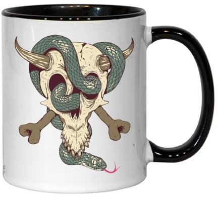 Snake And Skull Ceramic Tea Coffee Mug Black