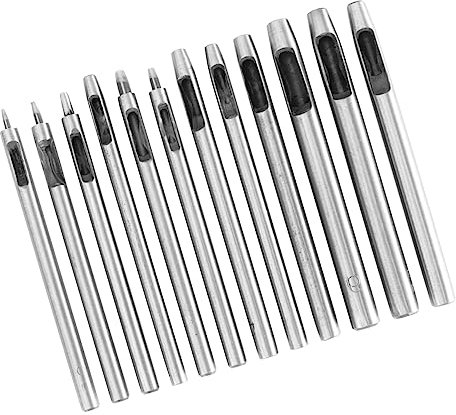 LIFKICH 12stücke Hohlstanzer-set Für Leder Locher-set Lederwerkzeuge Premium-stanzer Lederstanzgerät Mit Schlägen Für Saubere
