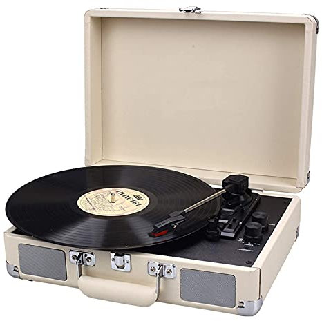 CAFIEDR Giradischi Bluetooth con Altoparlanti per Vinile, Giradischi Supporta Jack per Cuffie velocità 33/45/78 Giri, Uscita Audio RCA e Ingresso Audio AUX, Ornamenti r(B)