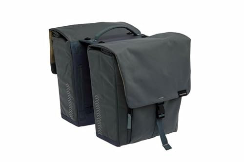 New Looxs Tulum Double 32 L - Doppeltasche - MIK Gepäckträgertasche - Eingebauter MIK-Adapter - Recyceltem Polyester - E-Bikes Geeignet - Doppelte Fahrradtasche - Grau Grün