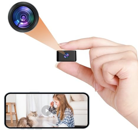 Telecamera Spia - Telecamera WiFi Interno 1080P Mini Telecamera Nascosta/Sorveglianza Esterna Ultra-Grandangolare Microcamera, con Rilevamento del Movimento, Visionare in Tempo Reale con l'APP Mobile