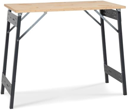 FAMI - Banco da Lavoro Pieghevole in Legno per Garage e Officine, Salvaspazio e Portatile, Portata: 400 kg, Piano di Lavoro: 118,4 x 59 cm, Altezza: 89,6 cm