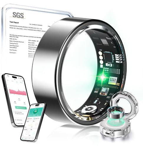 XSWCCJJ New Upgraded Smart Ring【JZ5.0 Chip & 0 Measurement Error】 IP68 Waterproof | Smart Ring Women & Men For Sports Time, Distance, Calories Silver 10#