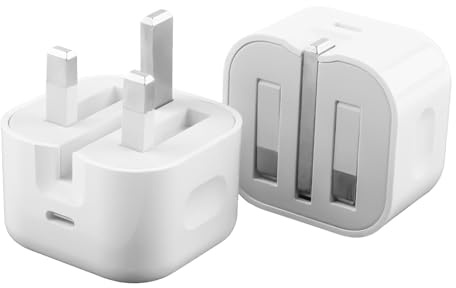 2PCS USB C Plug 20W PD Fast Charger Type C UK Adapter Foldable Compact