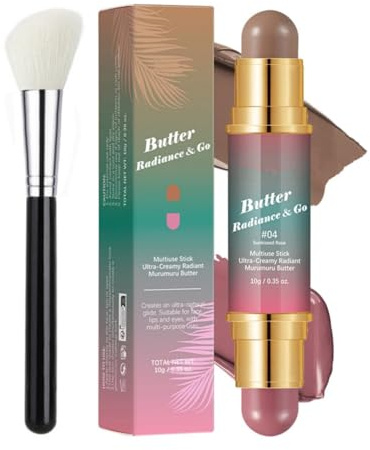 Kit de maquillaje multiusos en barra con dos extremos - Maquillaje ligero y fácil de llevar para ojos, labios y mejillas - Fórmula cremosa y difuminable, 4 tonos versátiles, vegano y sin crueldad(#04)