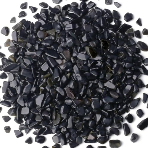 Sahoottie 250g Obsidian Trommelsteine Klein 7-9 mm Kleine Obsidian Kristall Chips Deko Edelsteine Schwarze Natursteine Kleine Edelsteine für Heilung Reiki Dekosteine für Vasen
