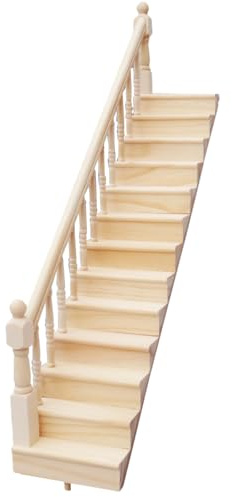 BESPORTBLE Escalier Maison De Poupée Miniature en Bois Modèle Décoratif Résistant À l'usure Jouet pour Enfants Stimulation Créative 12.80X2.68X0.75 Pouces