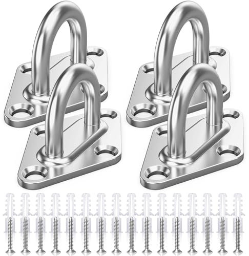 Plaques à Oeillets Rhombic,10 Pièces Platine Oeillet Inox M5 Kit de Crochet Plafond Charge Lourde,Crochet Suspension Plafond Fixation Support Anneau Mural Crochets D'ancrage pour Accrocher Objets