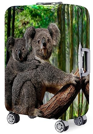 Fasbuy Kofferschutzhülle, Kofferhülle, Elastisch Luggage Cover, Kofferüberzug Schutzhülle, Suitcase Cover, Tiermuster Kofferschutz, 18-32 Zoll (Koala Brüder,L（26-28 Zoll）)