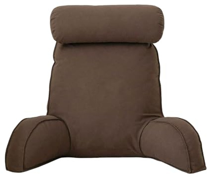 Miaogoo Lesekissen mit Nackenrolle, abnehmbarer Kopfstütze und Armstütze, Kuschelkissen für Schlafzimmer, Sofa, ergonomische Bettauflage, Rückenlehne für entspanntes Arbeiten (Kaffee, 75 x 58 cm)