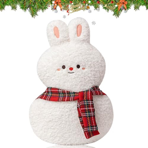 PORUPAEL 45 cm - Peluche de Noël - Mignon - Jouet en peluche - Canapé doux - Coussin décoratif pour chambre d'enfant - Décoration de Noël - Nouvel An - Cadeau (lapin)