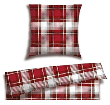 Schiesser Bettwäscheset Metor | Feinbiber | 2-teilig | Kariert | 100 % Baumwolle | Oeko-Tex® Made in Green Zertifiziert | Reißverschluss | 135x200cm + 80x80cm | Rot