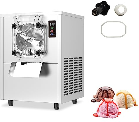 XPW Commercial Hard Serve Ice Cream Machine - 110V 1400W 3 to 4 Gal/H Gelato Ice Cream Maker with 4.5L Stainless Steel Cylinder LED Panel Auto Clean Perfect for Snack Restaurants Bars