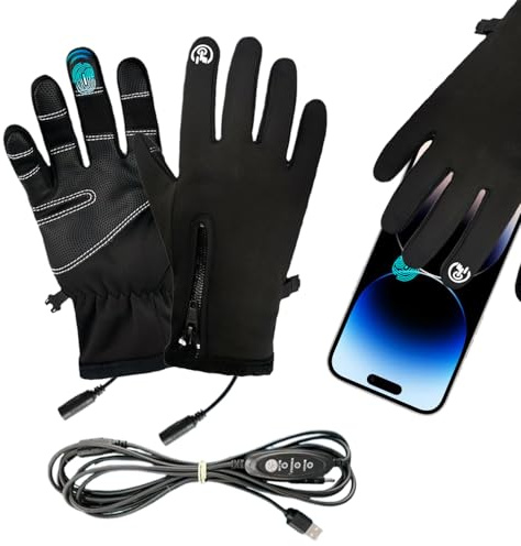 Guanti riscaldati elettrici, riscaldati con touch screen, USB, 3 impostazioni, guanti invernali per donne e uomini, pendolari, ciclismo, moto, tour, sport, viaggi, attività all'aperto