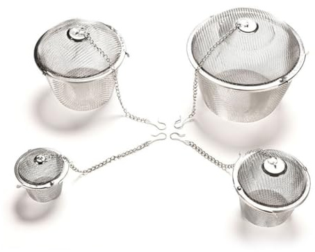 TOYANDONA Infusore per Tè in Acciaio Inossidabile 4,5 Cm Filtro a Maglia Fine Riutilizzabile con Coperchio e Catena Estesa per Tisane e Tè Sfuso, Adatto per Tazze e Teiere Quotidiane