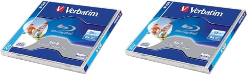 Verbatim 43712 BD-R, 6fach, 25GB, bedruckbar (Packung mit 2)