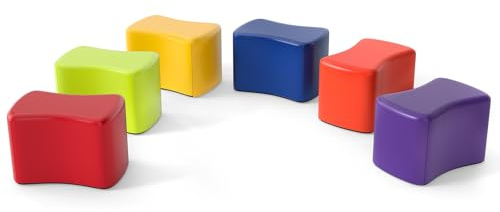 FANTASK 6er Set Sitzhocker, Kinderhocker aus Schaumstoff stapelbar, bunter Schmetterlingshocker, Kinderstuhl für Kinderzimmer, Kindergarten
